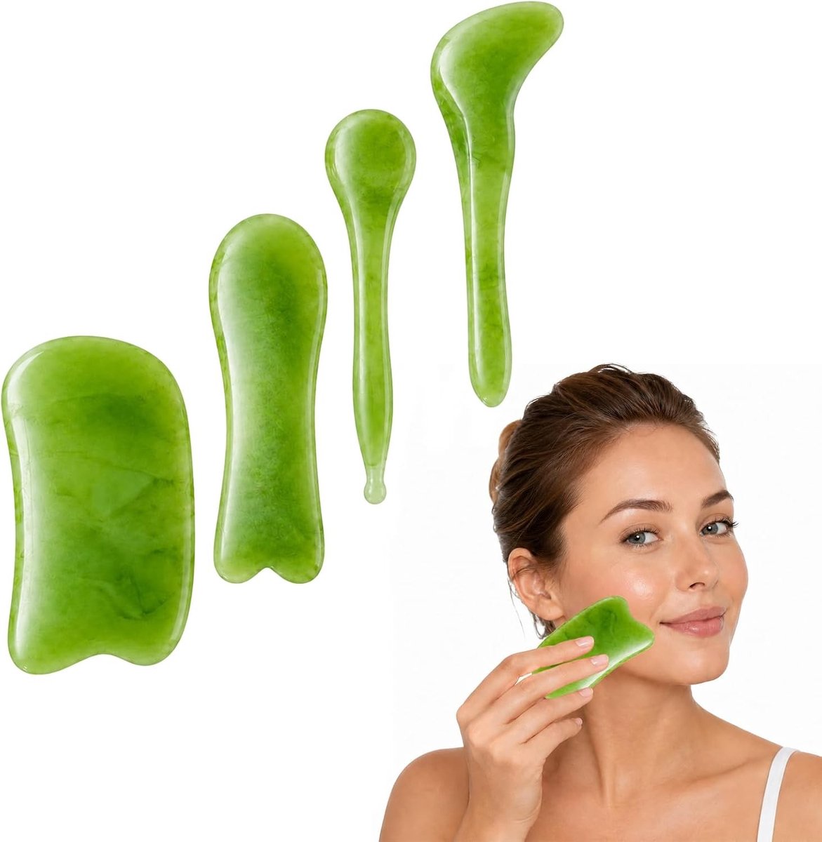 4 Stuks Gua Sha Steentjes voor Gezicht en Lichaam, Massageaccessoires voor Ontspanning en Verjonging, Perfect voor Thuisgebruik en Wellness
