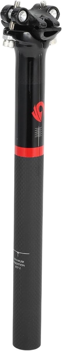 Verstelbare Fietszadelpen voor Comfortabel Fietsen, Hoogte en Hoek Instelbaar, 27,2 x 300 mm, Koolstofvezel, Zwart en Rood