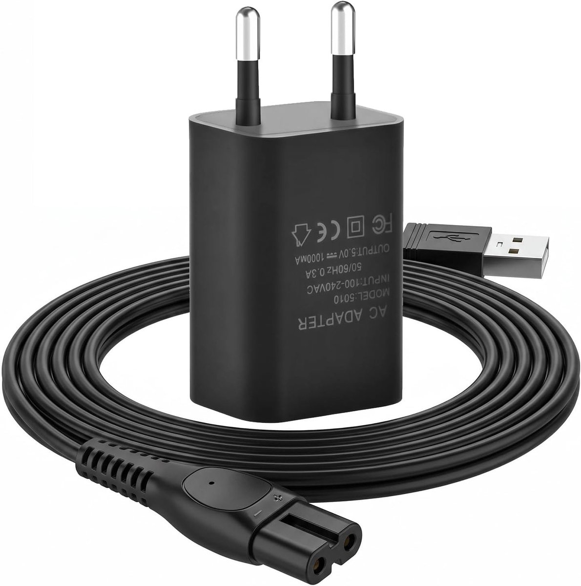 Oplaadkabel voor scheerapparaten, 5 V, geschikt voor Bodygroom, Multigroom en OneBlade modellen, duurzame en snelle oplader
