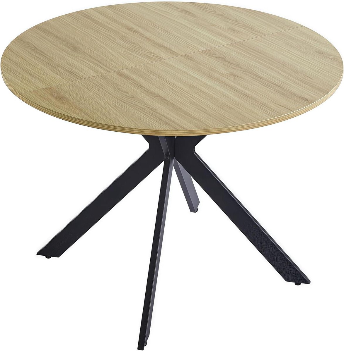 Ronde Eettafel - Keukentafel Hout - Gezellig Tafelen - Industriële Stijl - 100 cm Diameter - Bruin