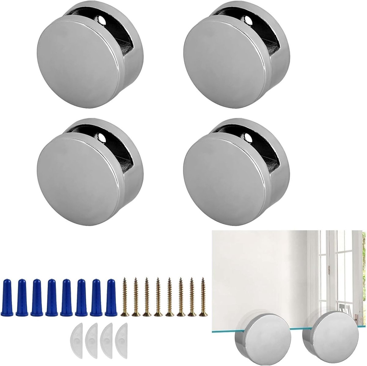 Set van 4 Verstelbare Spiegelclips voor Bevestiging van Spiegels, Foto's en Acrylics - Duurzaam en Multifunctioneel