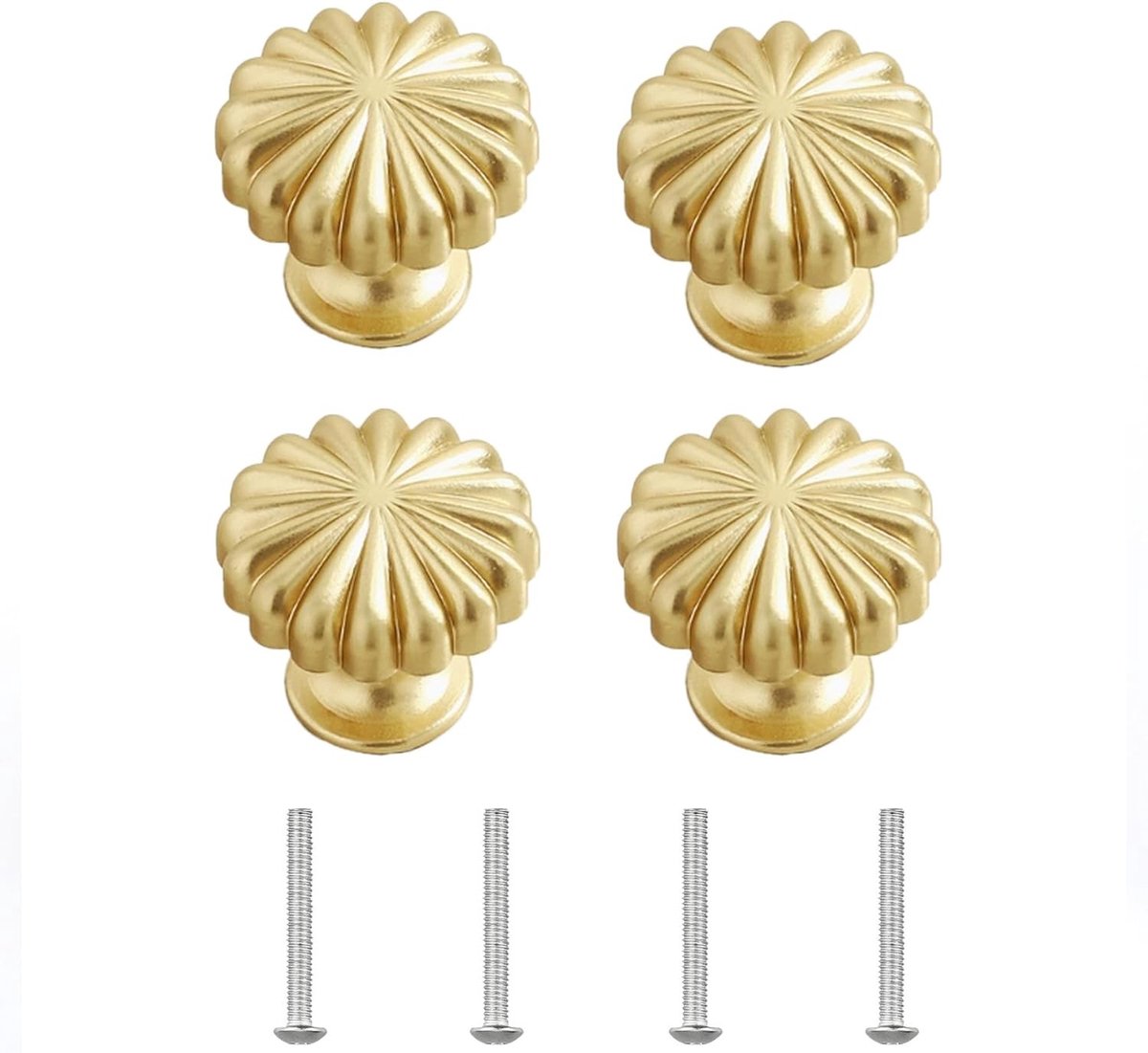 Set van 4 gouden kastknoppen voor keuken en meubels, solide pompoen vorm, eenvoudige kasthardware met schroeven voor lade en commode