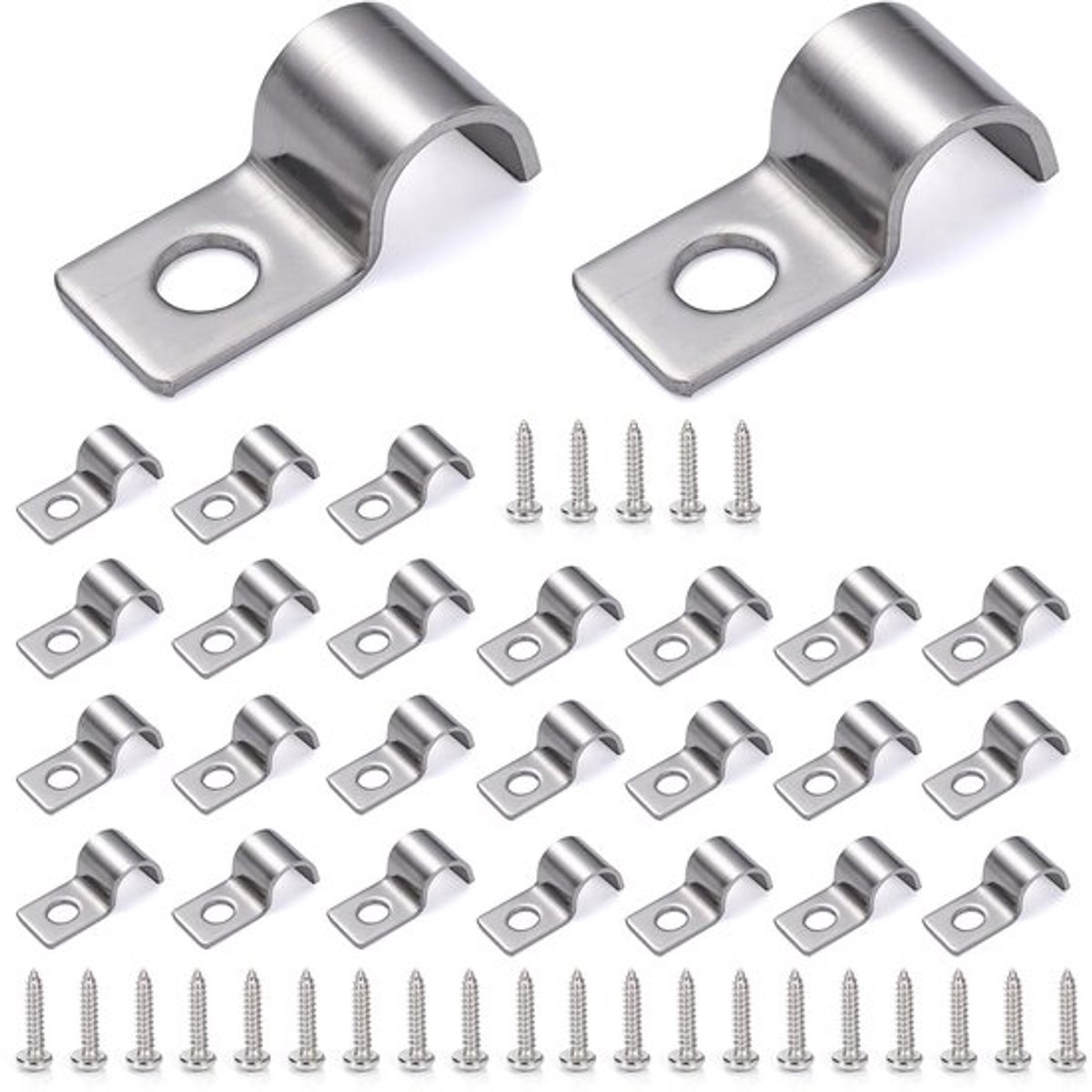 M10 Metalen Kabelclips, Verpakking van 25 Kabelclips voor Schroef, 304 RVS Kabelhouder Wandgemonteerde Kabelklem met Schroeven voor Kabels, Inbouwinstallatie