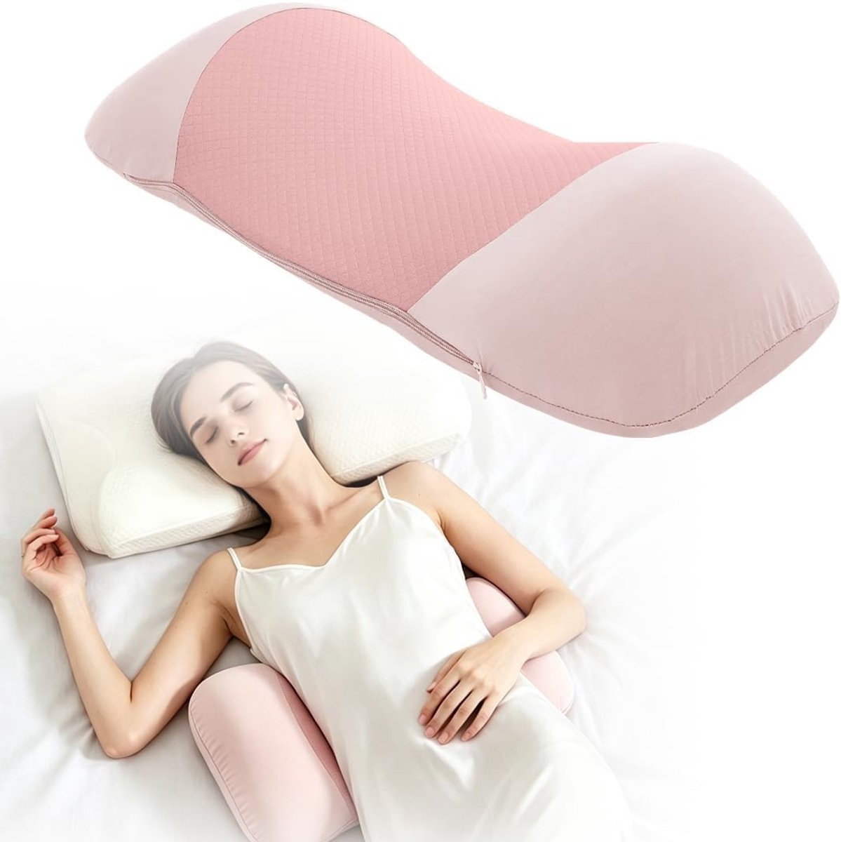 Ergonomisch Lendenkussen van Memory Foam voor Rugpijn, Ideaal voor Kantoor, Auto en Thuisgebruik (roze)