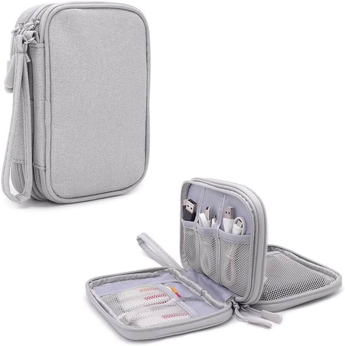 Dubbellaagse 2.5 Inch Harde Schijf Tas voor Reizen - Opslagoplossing voor USB Flash Drives en Externe Harde Schijven, Geschikt voor WD, Seagate, Samsung en Toshiba