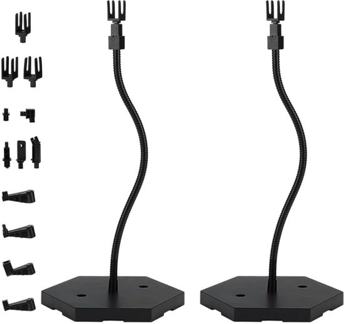2 Sets verstelbare slangenbotten actiefiguur standaard zwart assemblage actiefiguren displayhouder met zeshoekige basis kunststof modelsteunen miniatuur modelbasissen voor HG RG