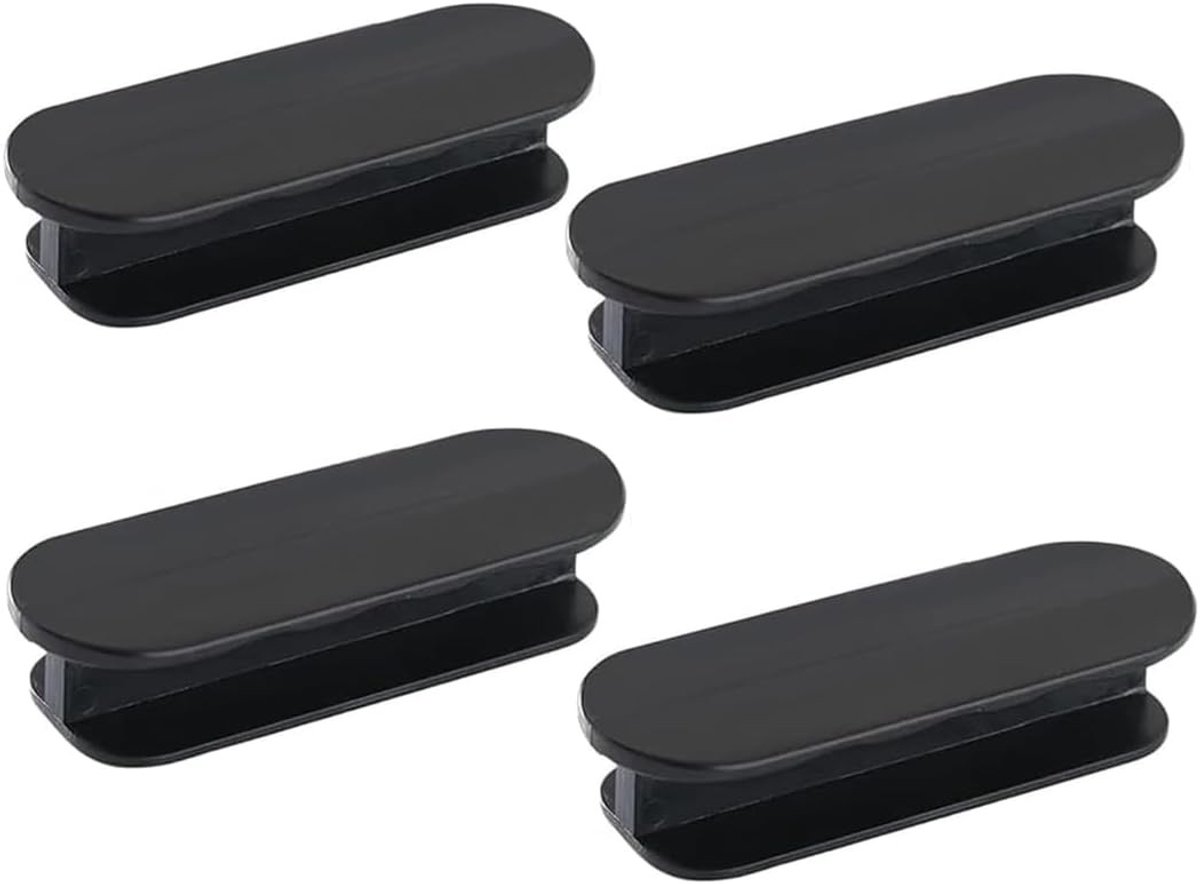 Ovale zelfklevende schuifdeurgrepen in zwart, 4 stuks voor glazen deuren en ramen, 3,2 x 9 x 2 cm
