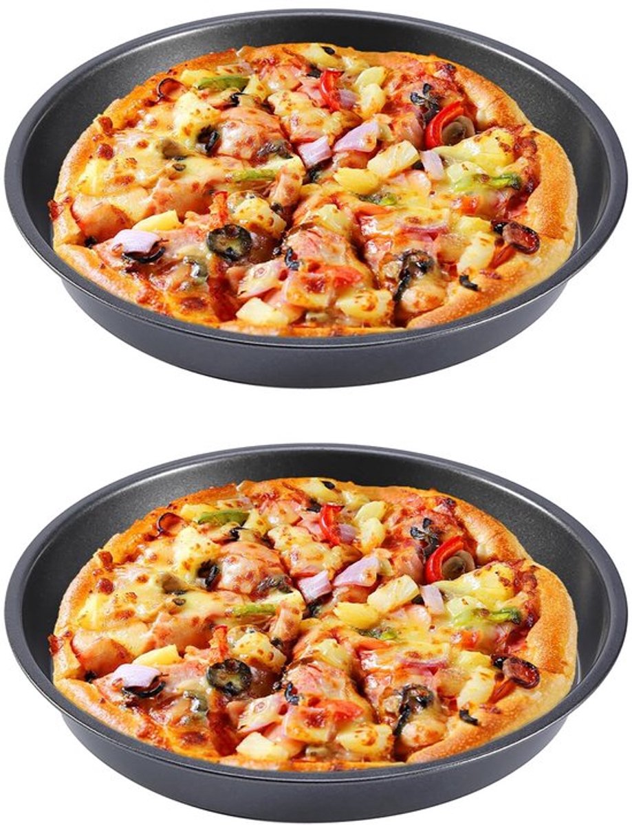 Pizza-bakplaat Model 22,9 cm - Rond - Zwart - 2 Stuks