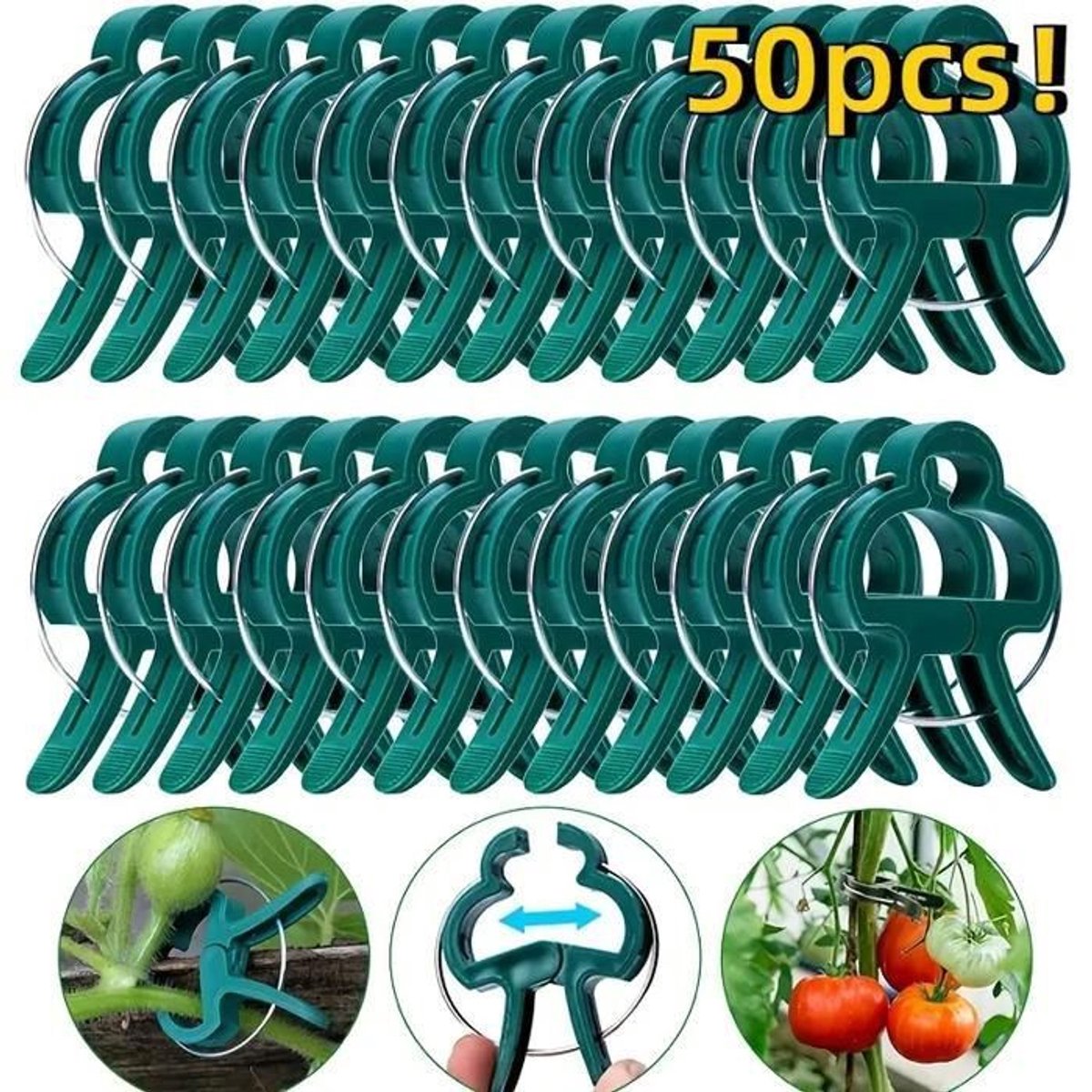 LISM-50 Duurzame plastic tuinbinders - Groene hendelringen voor klimplanten, ideaal voor het verzorgen van stengels en takken.