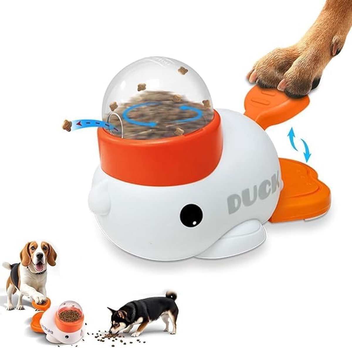 kattenspeelgoed - Voerautomaat - Voerdispenser - Snack dispensers - Hondenspeelgoed - snackdispenser voor huisdieren - Voedselpuzzel Slow Feeder - 2-in-1 duurzaam - voor katten en honden, slim puzzelspeelgoed voor mentale stimulatie - wit