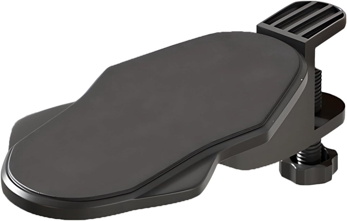 Ergonomische bureauarmsteun met 180 ° draaibare handsteun, verstelbare elleboogondersteuning, ABS-materiaal, 31,5 x 14,5 cm, zwart, ideaal voor thuiswerken en computergebruik