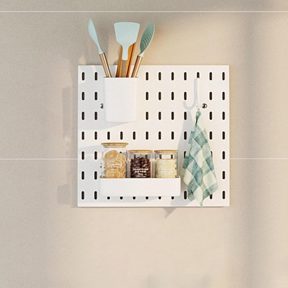 Wandmontage Organizer - Opbergrek Systeem - Ruimte Ordenen - Gratis Combinatie - 25x25cm - Wit