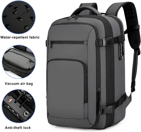Vacuüm Rugzak - Grote Capaciteit - Reizen - Uitbreidbaar Compressie - 56 x 37 cm - Zwart — afbeelding 5