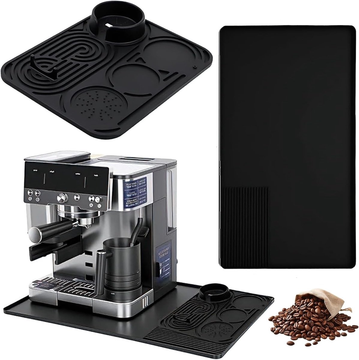 Onderzetapparaat voor espressomachine, 2-in-1 barista mat, antislip afdruipmat, hittebestendig siliconen, ideaal voor koffiezetapparatuur en barista-accessoires