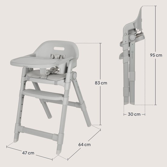 Lionelo Matt Kinderstoel 5in1 - Meegroeiende Eetstoel van 6 Maanden tot 110 kg - Opvouwbaar - Verstelbare Zitting & Voetensteun - 5-Puntsgordel - Afneembare Tray - Compact Design - Kinderstoel voor Baby, Kind en Volwassene van LIONELO — afbeelding 4