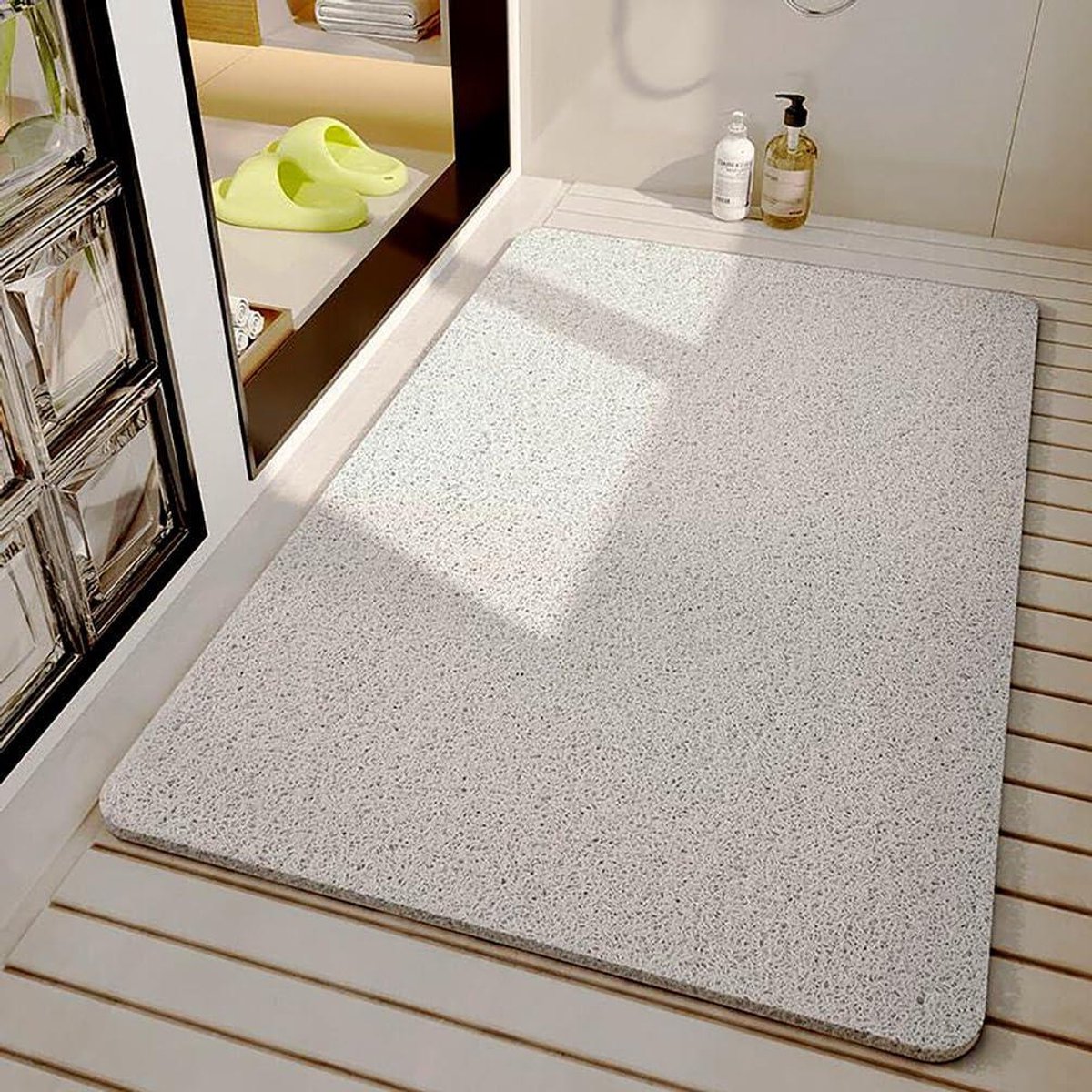Douchemat Antislip - Badkamermat Zacht - Veilig Douchen - Hoge Waterdoorlaatbaarheid - 130x150 cm - Wit