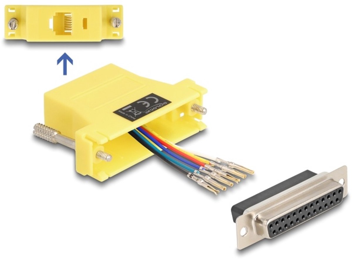 Delock D-Sub 25 pin female to RJ12 female Assembly Kit yellow