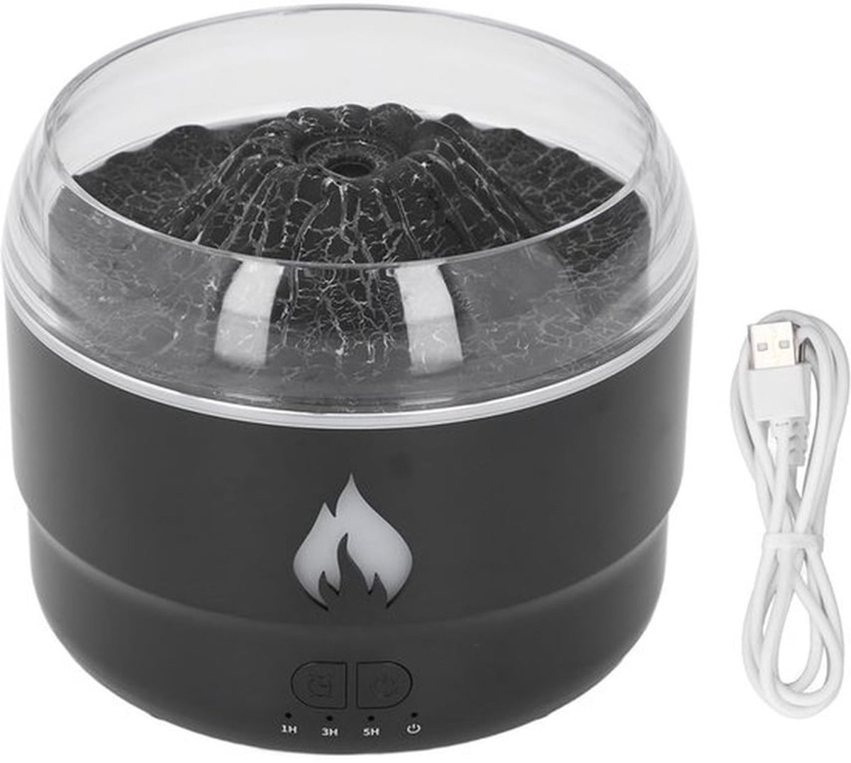 in 1 Vlamverspreider-luchtbevochtiger, 280 Ml 7 Kleuren LED-licht Stille Aromatherapie-diffuser Cool Mist-luchtbevochtiger met Waterloze Automatische Uitfunctie voor (ZWART)