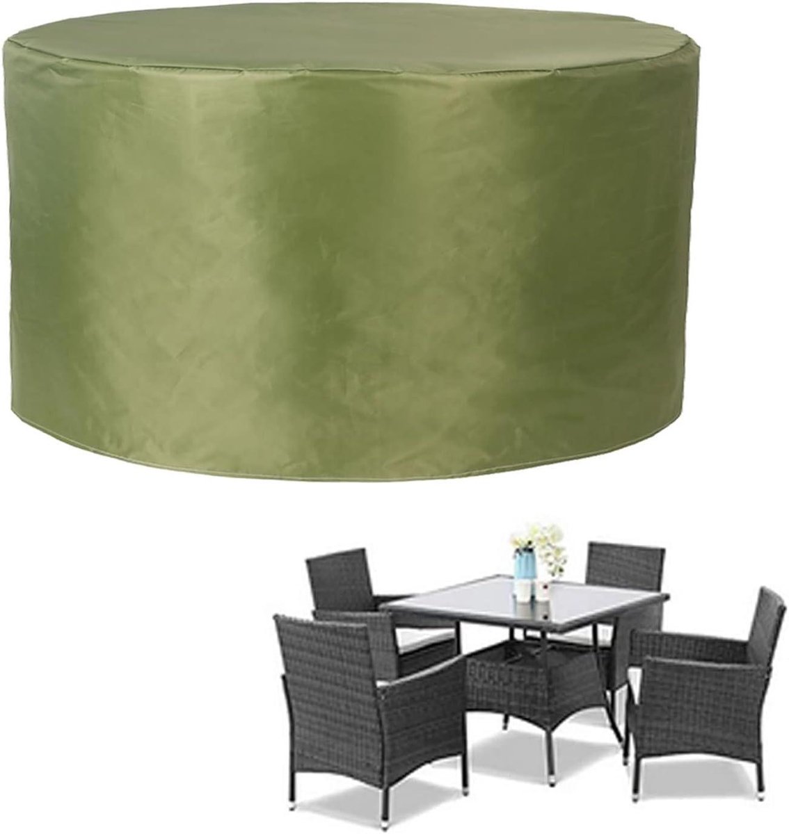 Terrasmeubelhoes Rond - Tuinmeubelhoes - Meubels Beschermen - Heavy Duty 420D Oxford - 180x90cm - Zwart