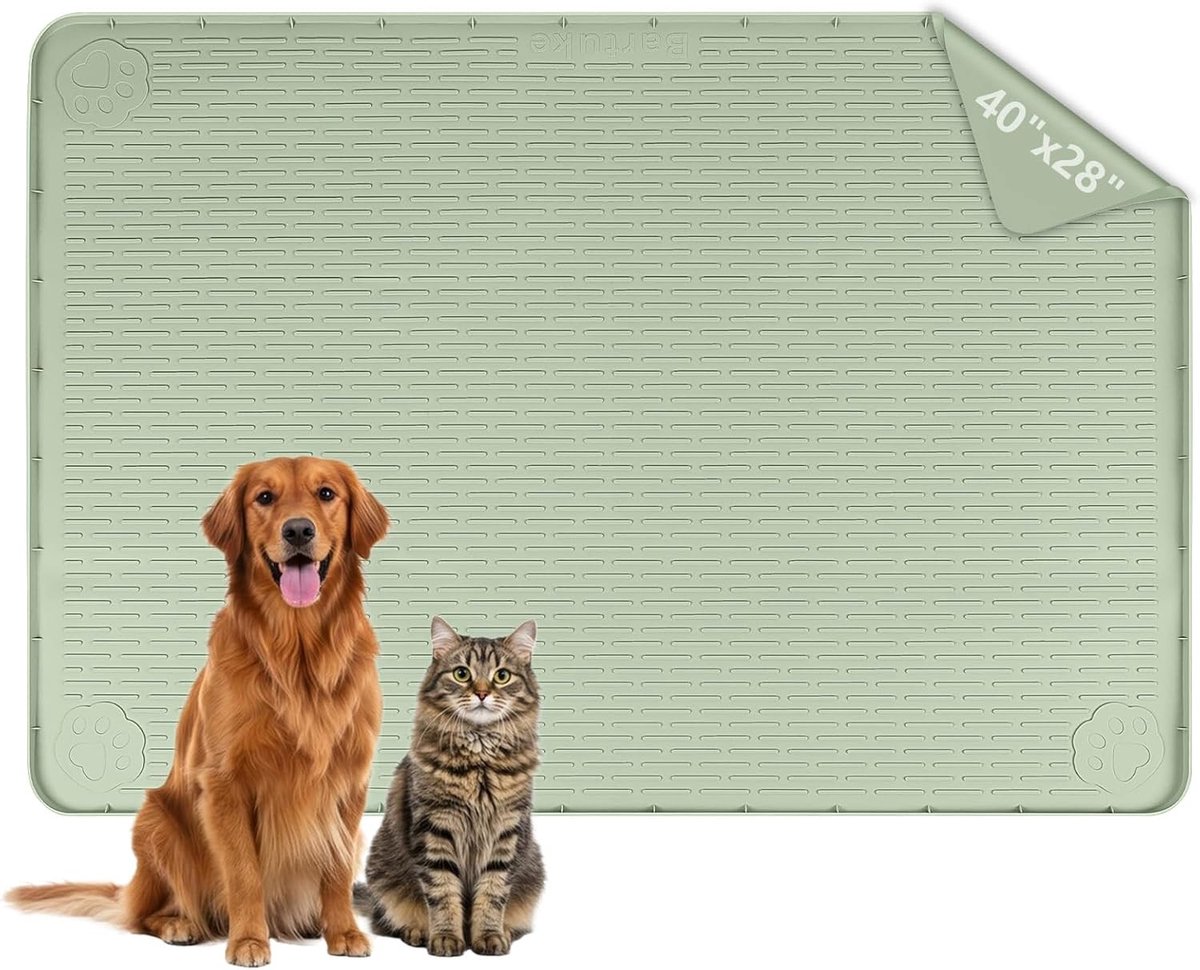 Wasbare Siliconen Pee Mat voor Honden - Herbruikbare Waterdichte Mat voor Binnen Potty Training, Bescherming van de Vloer en Meerdere Huisdieren (Groen, 101 x 39 cm)
