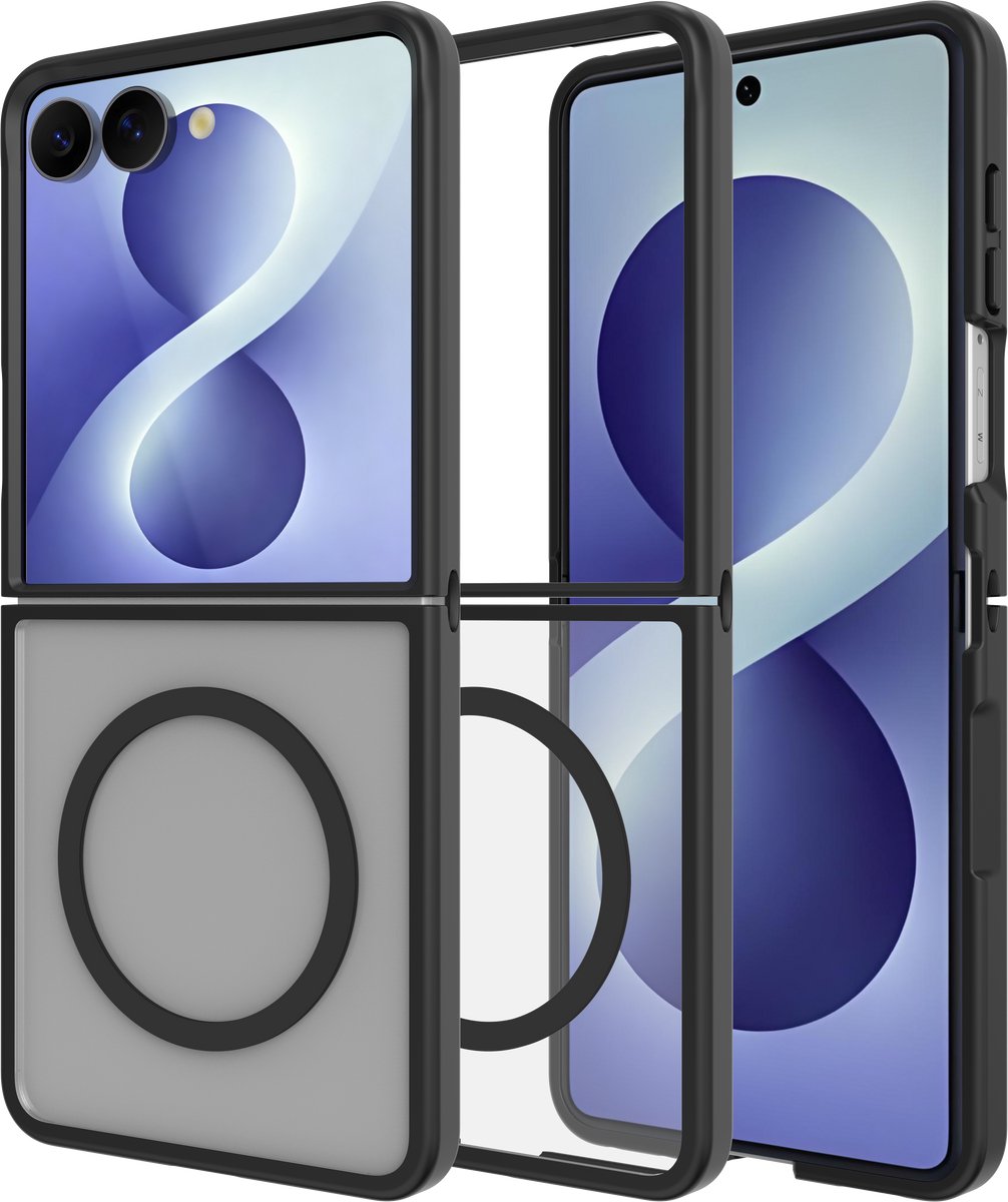 Cazy hoesje geschikt voor Samsung Galaxy Z Flip8 Hoesje geschikt voor MagSafe - Military Grade Backcover - Zwart