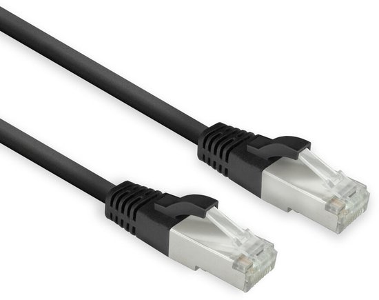 ACT Black – câble de raccordement slimline pour centre de données LSZH U/FTP CAT8, 1.5 mètres, sans accroc, avec connecteurs RJ45 FB8151