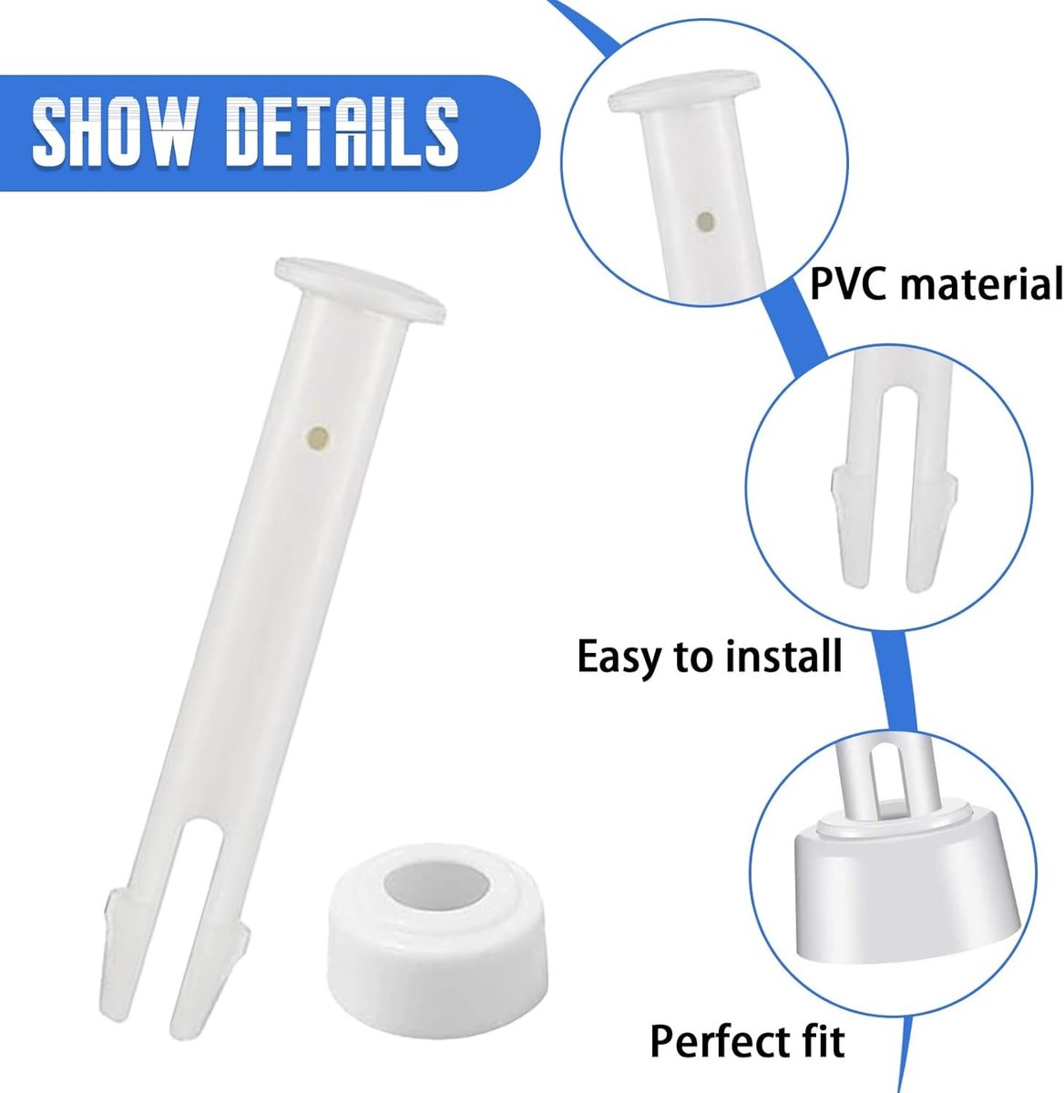 Set van 12 Plastic Verbindingspennen en Dichtingen voor Zwembaden, Accessoires en Reserveonderdelen voor Framezwembaden, Vervangingen voor Pool Connectors (6cm)