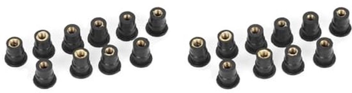 Set van 20 rubberen M5 manhole moeren met 5 mm buitenafmeting, ideaal voor motorfietsaccessoires voor een stevige en duurzame bevestiging