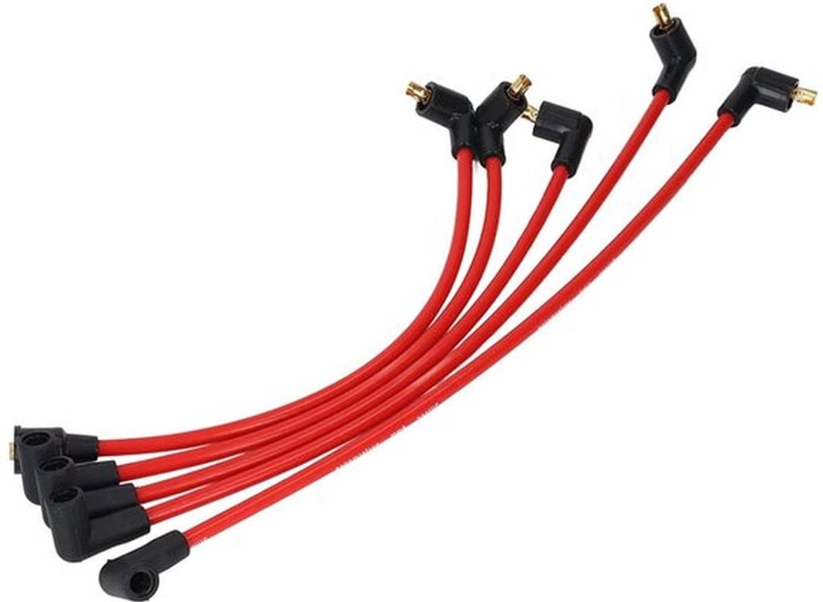 Set van 5 rode siliconen ontstekingsleiders van 8 mm met stevige pasvorm, geschikt voor MGB 1800cc modellen voor betrouwbare bougie stekker kabels