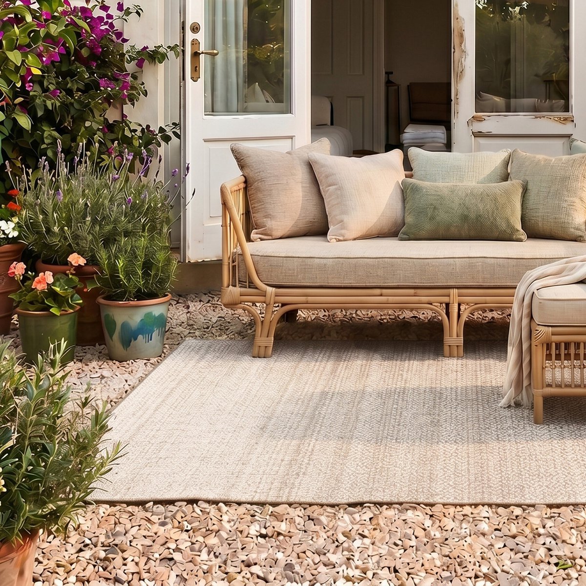 Fraai Jute buitenkleed - Nusa Lines Beige - 160x230 cm