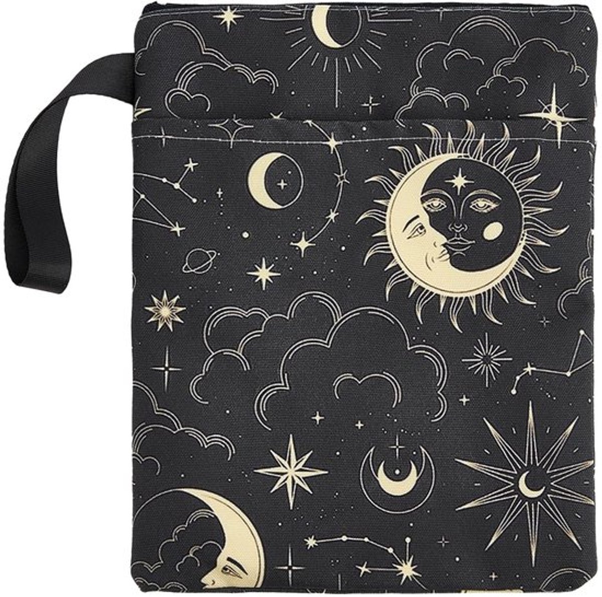Stars Moon Thicken Boekhoes met rits, boekenkap met breder touw, thermische boekbeschermer voor boekenliefhebbers, waterdicht boekzakje met voorvak