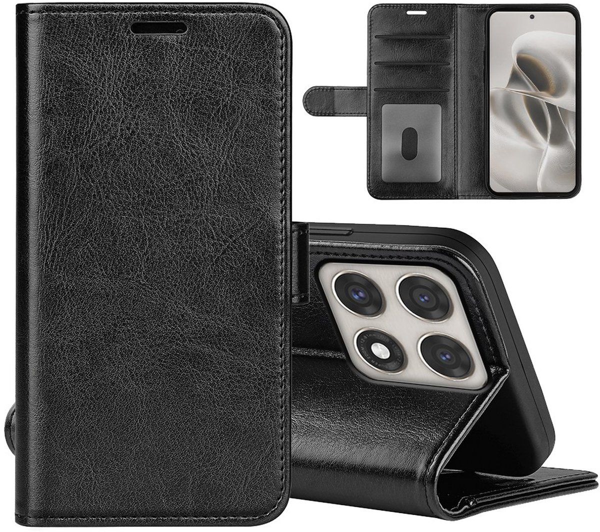MobyDefend Hoesje - Geschikt voor Motorola Edge 70 Pro - Wallet Book Case (Sluiting Achterkant) - Zwart
