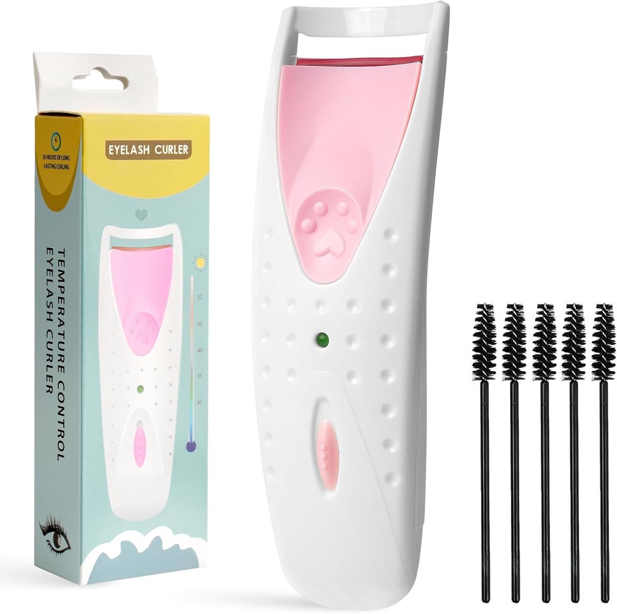 Verwarmde Wimperkruller voor een Natuurlijke Wimpergolf, Professioneel Make-up Gereedschap Geschikt voor Alle Oogvormen en Langdurige Resultaten