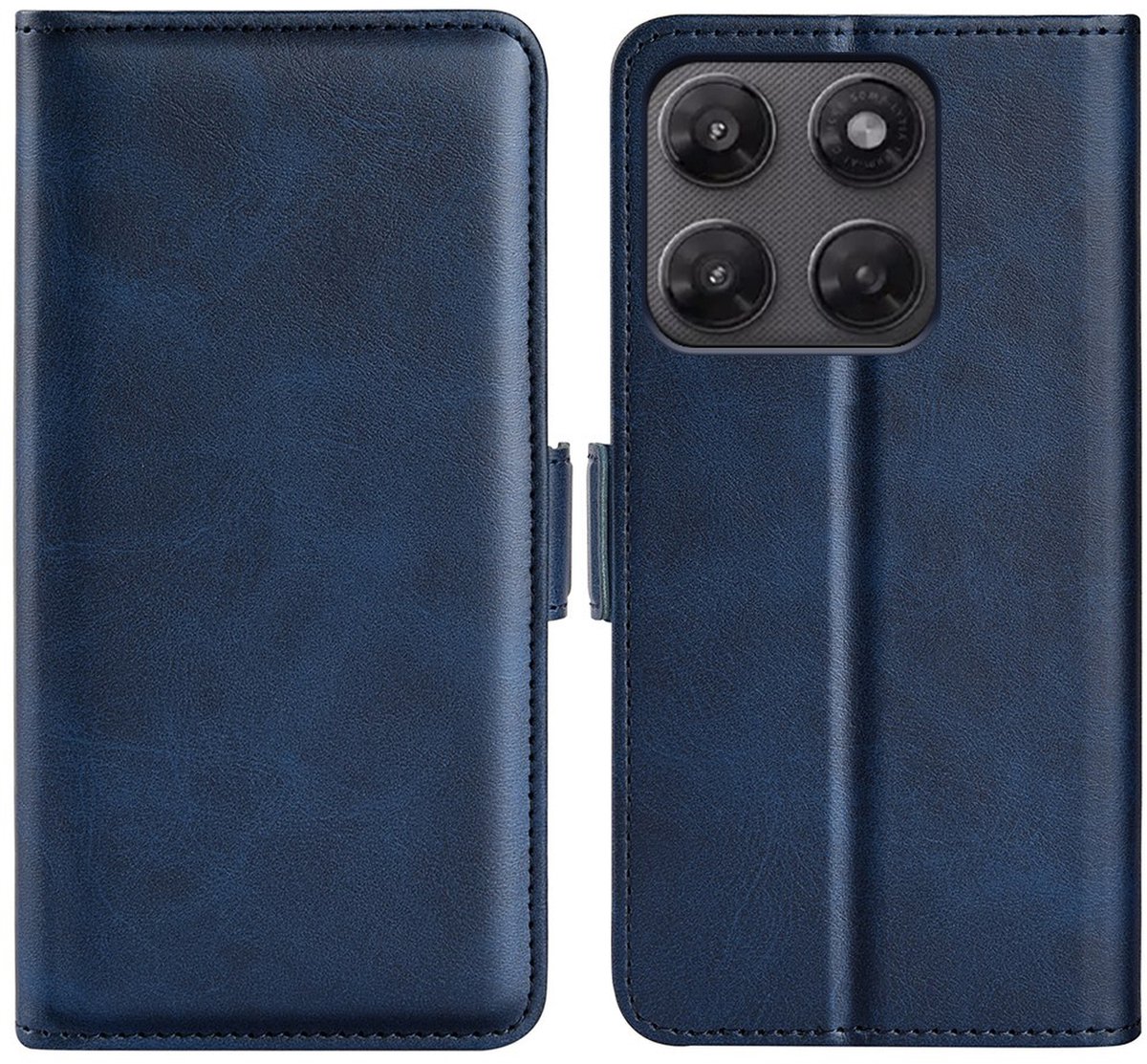 MobyDefend Hoesje - Geschikt voor Motorola Moto G37 / G47 - Luxe Wallet Book Case (Sluiting Zijkant) - Blauw