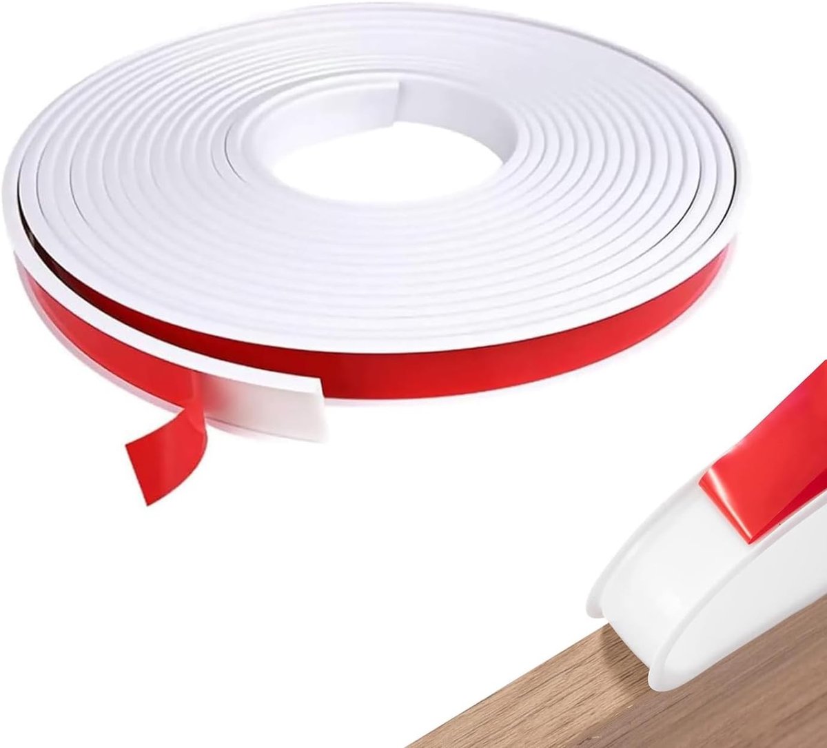 Flexibele Zelfklevende Meubelrand Tape voor Tafel en Kastbescherming - U-vormige TPE Bescherming 6m x 16mm in Wit