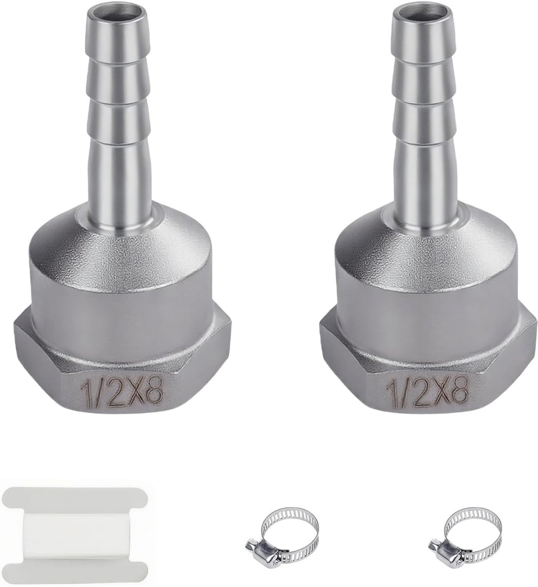 Roestvrijstalen Slangdoorvoer met Vrouwelijke Draad, Verbinder voor Slangen, Geschikt voor Meeste Pijpaansluitingen (1/2"IGx8mm) - Duurzaam en Corrosiebestendig