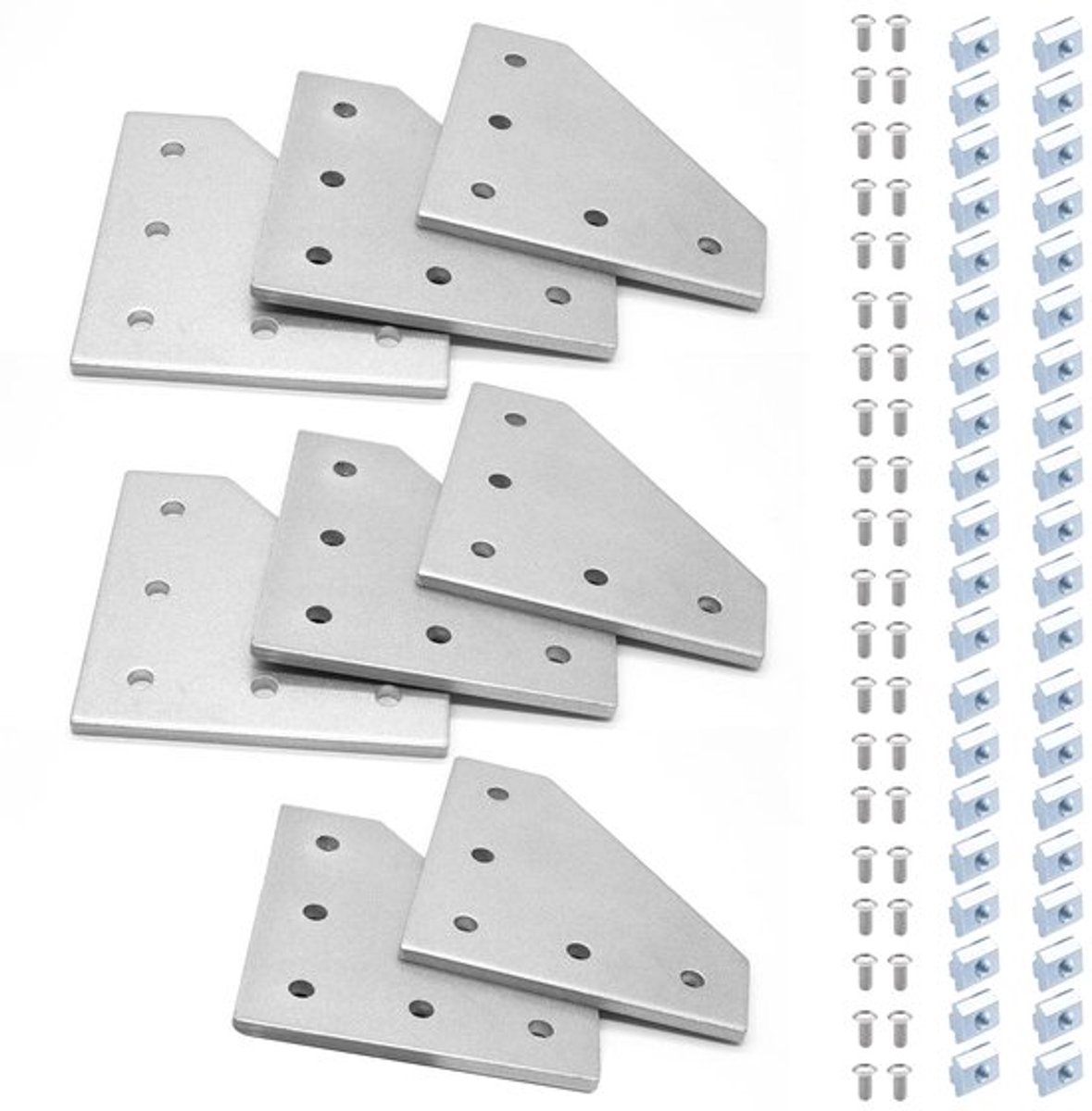 Verbinder 40x40 Aluprofil L Silber 8 Stuks met 40 Stuks M8-Muttern, 40 Stuks M8-Schroeven, voor 3D-printer, Graviermachine