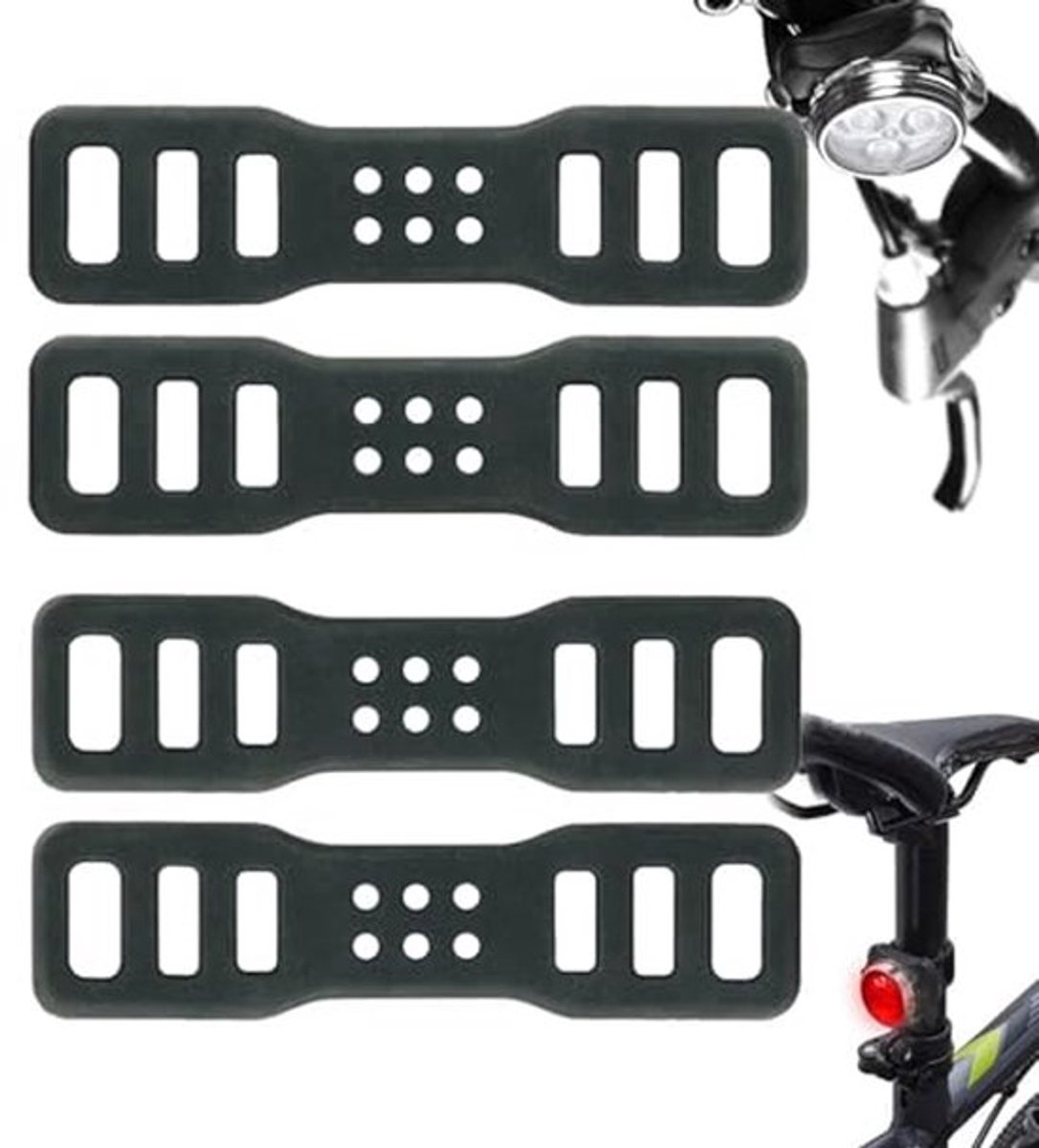 4 stuks Fiets Siliconen Band, Fietsen Rubber Banden, Siliconen Bevestigingsband voor Zaklampen Mobiele Telefoons Speaker Lichten Houder Fiets Handvat Fietslicht Sets