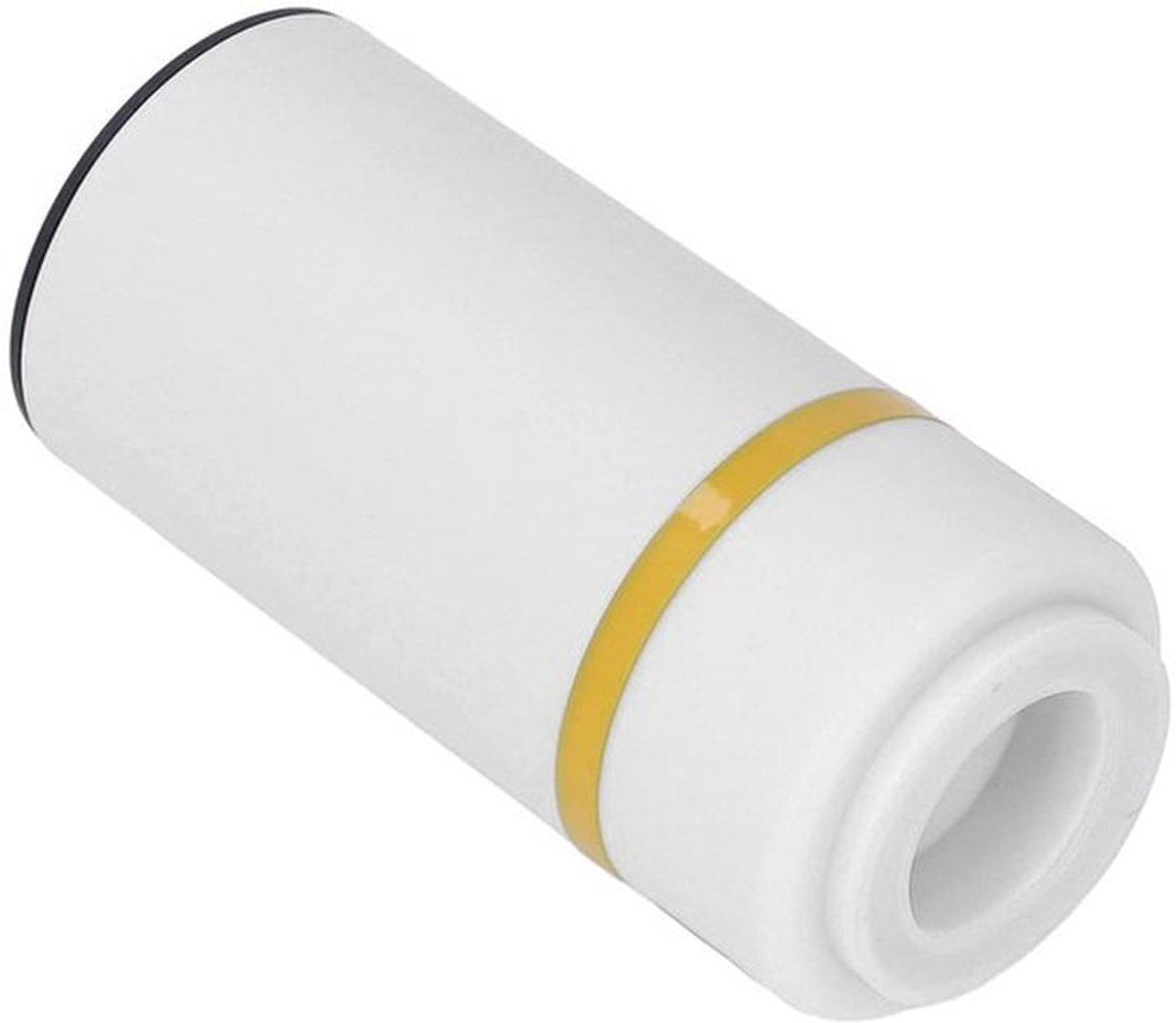 Elektrische handheld vacuümsealer met automatische sluitfunctie en ingebouwde 400 mAh lithium-ion batterij, ideaal voor het vacuüm verpakken van kleding en voedsel in ivoorkleur.