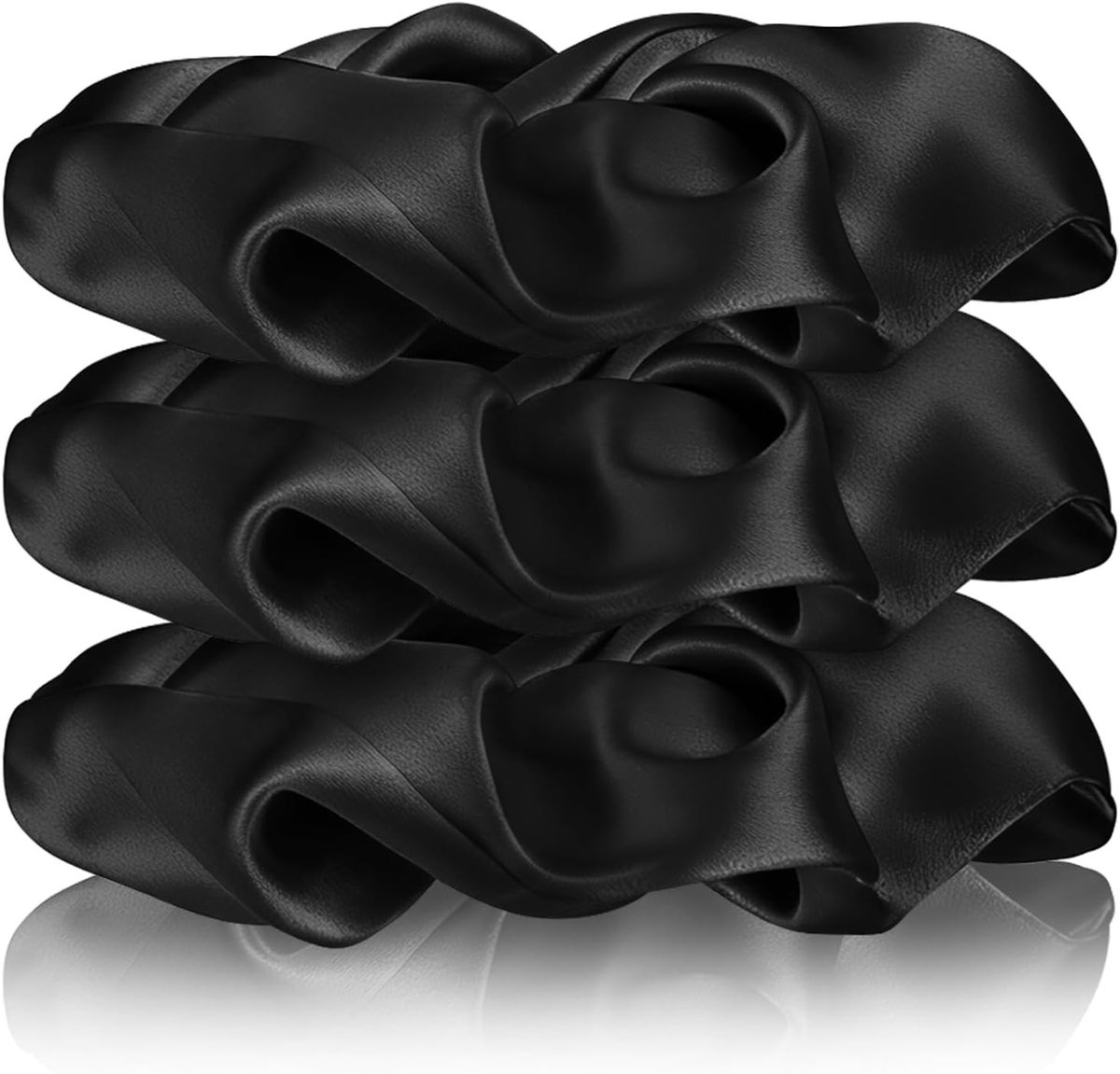 Set van 5 satijnen haarelastiekjes voor dames in zwart - Perfect voor stijl en comfort