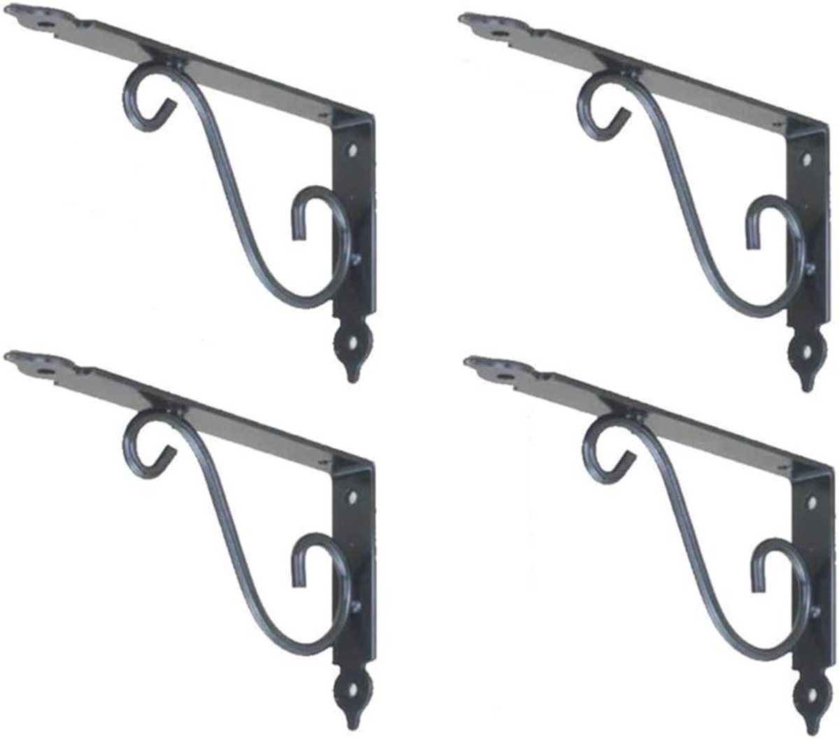 Zware metalen hoeksteunen voor wandplanken, 150 x 110mm, 90 graden, 4 stuks, ideaal voor zwevende planken en stevige ondersteuning