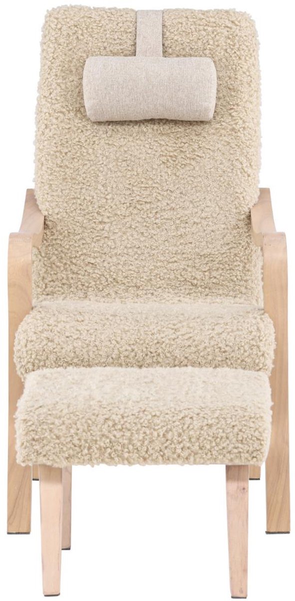 Fårö fauteuil met voetenbankje bruin.
