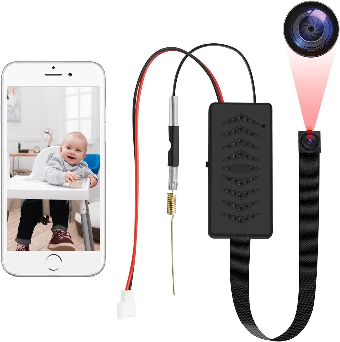 Draadloze Mini Camera - Verborgen Camera - Beveiliging Thuis - Bewegingsdetectie - 1080P HD - Zwart