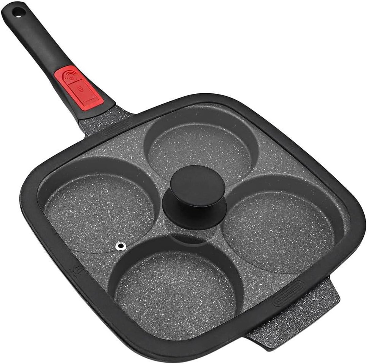 Eierpan met Deksel Koekenpan Ontbijt Maken Anti-aanbaklaag 26 cm Zwart