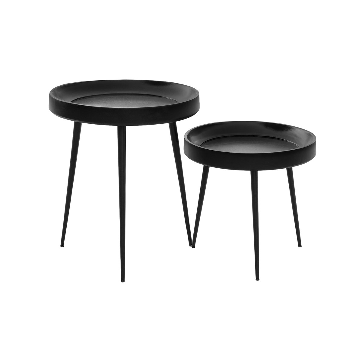 Lewis & Loft Salontafels Luus - Mangohout - Metaal - Rond - Zwart - Klein en groot - Set van 2