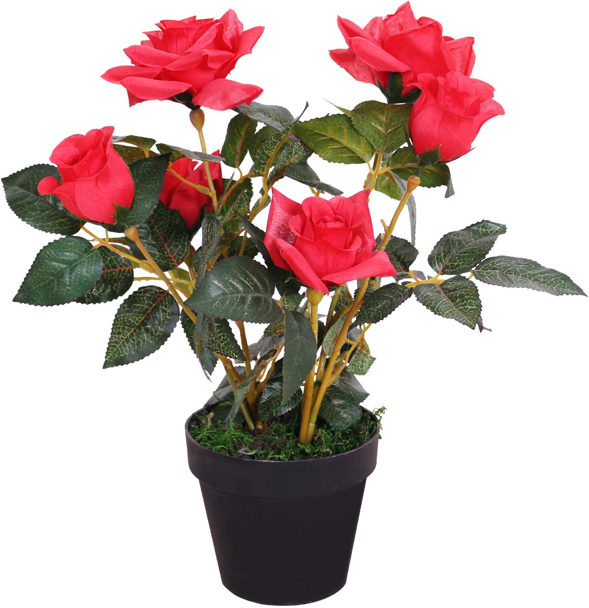 Kunstmatige Plant Roos Roze Rozenstruik Decoratie 40cm 6 Bloesems DECOVEGO