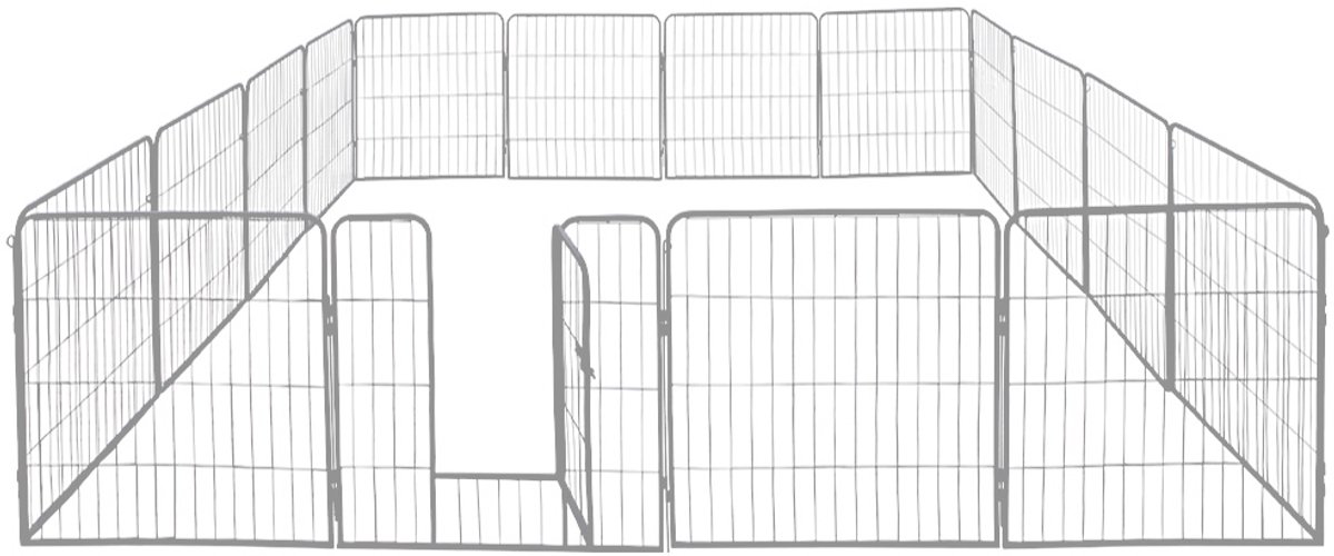 16-zijdige puppyren / dierenverblijf / buitenren / kooi / puppyhek – 80 cm – Zilver – Petigi