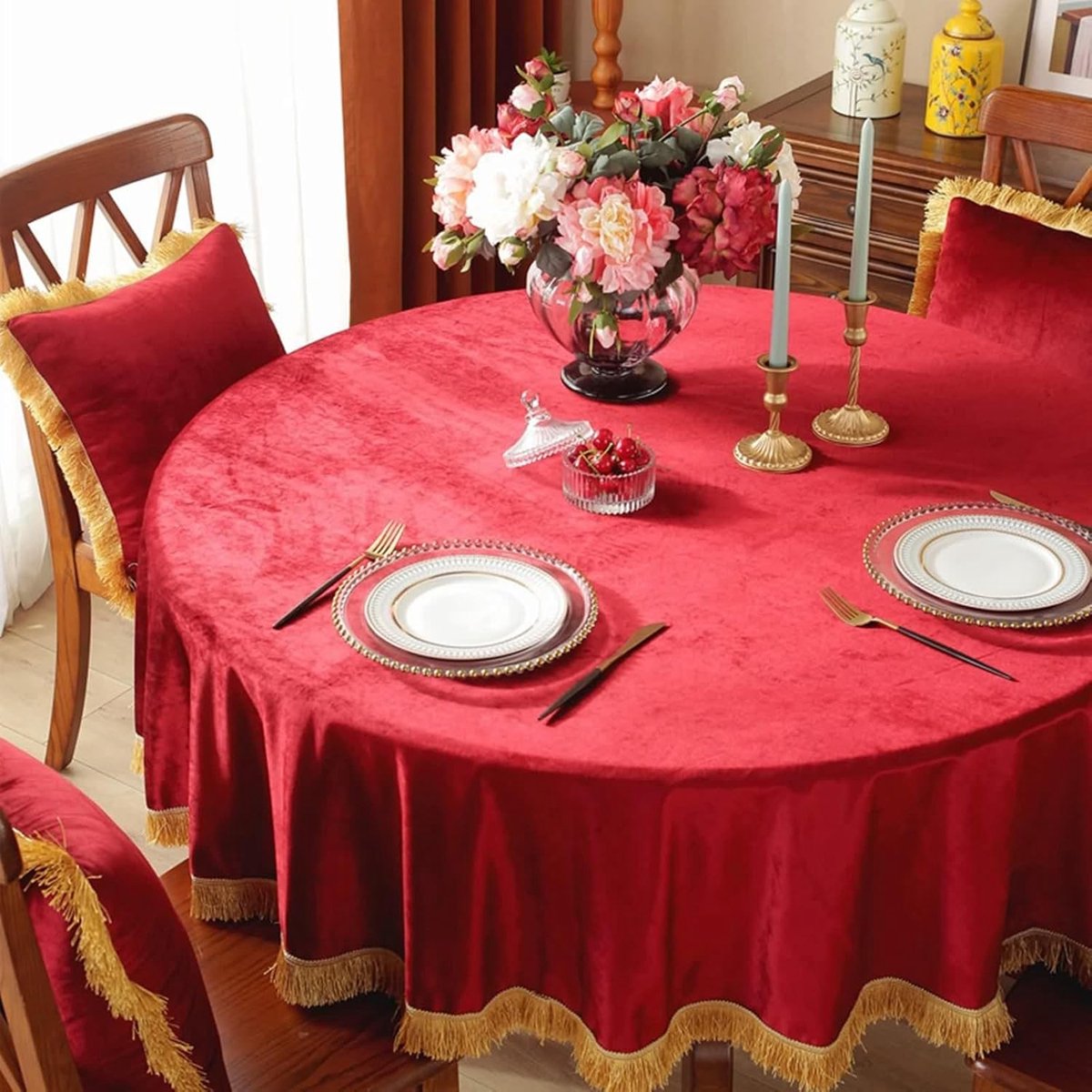Tafellinnen Vierkant - Tafelkleed - Decoratief Diner - Waterafstotend - 180 x 180 cm - Rood
