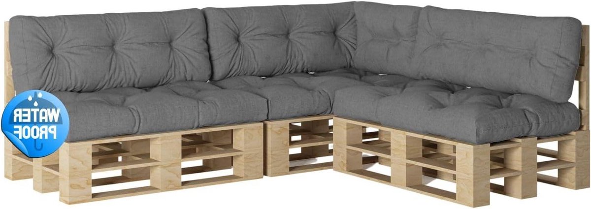 Palletkussen Set - Europallet Kussen - Terras Ontspanning - Waterafstotend Materiaal - Set Van 7 - Grijs