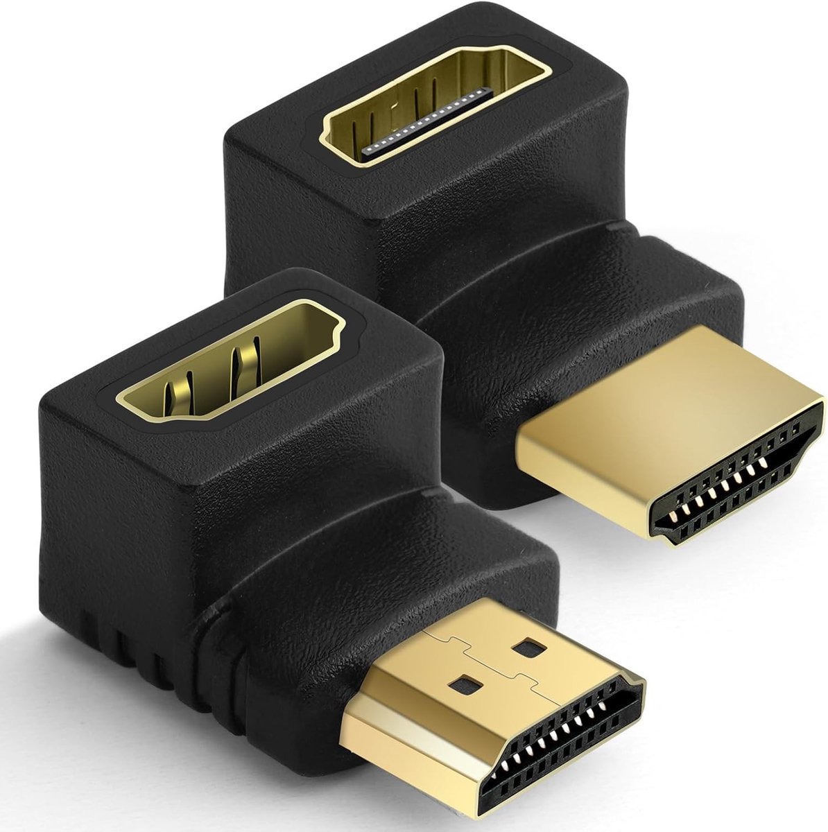 2 Stuks HDMI Hoekadapter, 90 en 270 Graden Male naar Female HDMI Connector, Ondersteunt 4K & 3D voor TV, Projector en Laptop